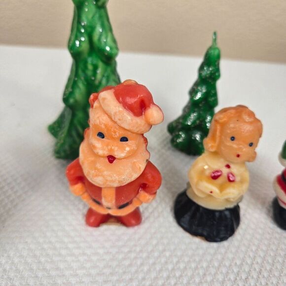 Vintage Gurly Halo Christmas Candle Lot 10 Santa Snowman Angel Tree Choir - Picture 6 of 16